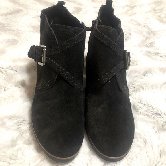 franco Sarto black suede wedge booties size 9.5M - Picture 3 of 11